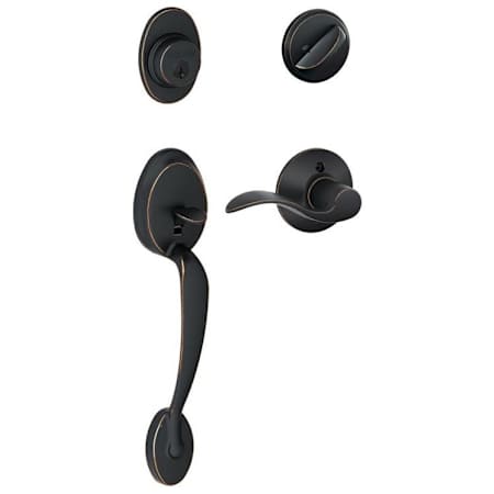 Schlage Plymouth Right Handed Sectional Single Cylinder Keyed Entry Handleset with Accent Lever Aged Bronze