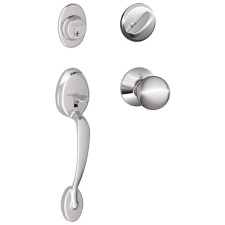 Schlage Plymouth Sectional Single Cylinder Keyed Entry Handleset with Orbit Knob Bright Chrome