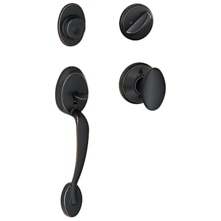 Schlage Plymouth Sectional Single Cylinder Keyed Entry Handleset with Siena Knob Aged Bronze