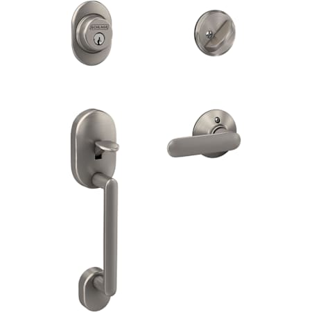 Schlage Remsen Sectional Single Cylinder Keyed Entry Handleset with Davlin Interior Lever Satin Nickel
