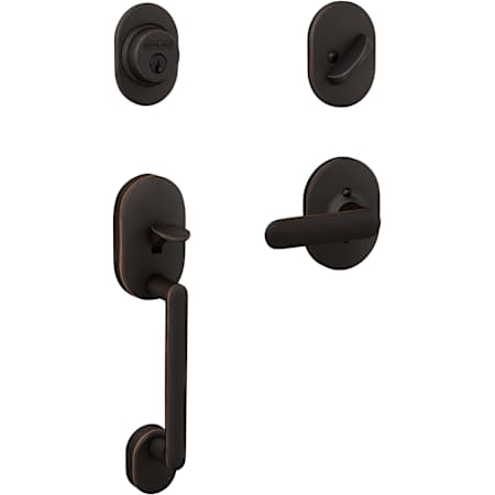 Schlage Remsen Sectional Single Cylinder Keyed Entry Handleset with Davlin Interior Lever Aged Bronze