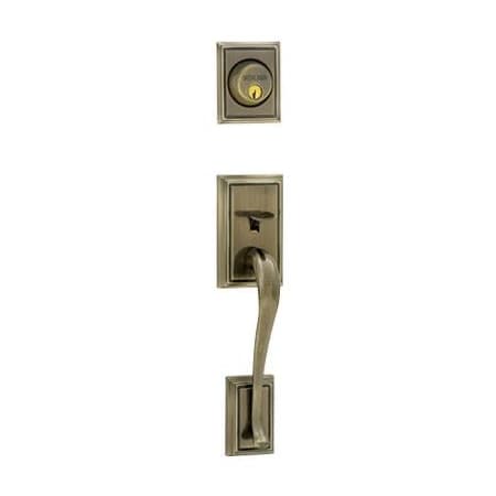 Schlage Double Cylinder Addison Handleset with Bell Interior Knob from the F-Series Antique Brass