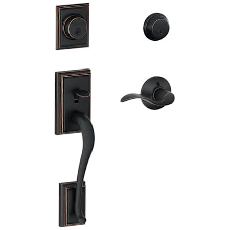 Schlage Accent Right Handed Double Cylinder Keyed Entry Handleset with Addison Rose from the F-Series Aged Bronze