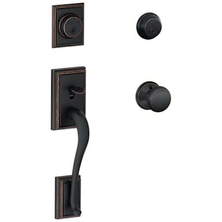Schlage Addison Collection Double Cylinder Entrance Handleset with Andover Interior Knob Aged Bronze