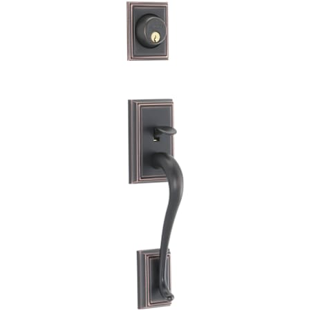 Schlage Left Handed Double Cylinder Addison Handleset with Flair Interior Lever from the F-Series Aged Bronze