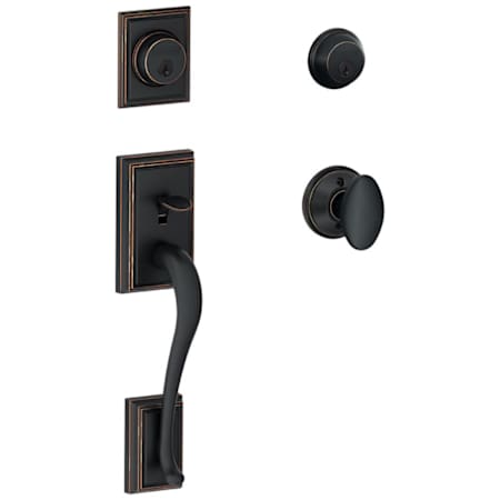 Schlage Double Cylinder Addison Handleset with Siena Interior Knob from the F-Series Aged Bronze