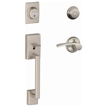 Schlage Century Right Handed Sectional Double Cylinder Keyed Entry Handleset with Merano Lever Satin Nickel