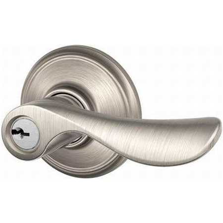 Schlage Champagne Right Handed Single Cylinder Keyed Entry Storeroom Door Lever Set Satin Nickel