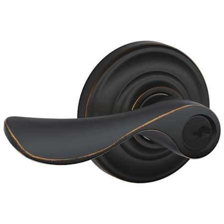 Schlage Champagne Left Handed Single Cylinder Keyed Entry Storeroom Door Lever Set with Decorative Andover Trim Aged Bronze