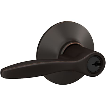 Schlage Delfayo Left Handed Single Cylinder Keyed Entry Door Lever Set with Plymouth Trim Aged Bronze