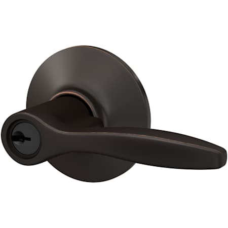 Schlage Delfayo Right Handed Single Cylinder Keyed Entry Door Lever Set with Plymouth Trim Aged Bronze