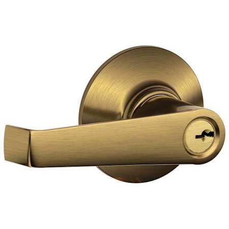 Schlage Elan Single Cylinder Keyed Entry Storeroom Door Lever Set Antique Brass