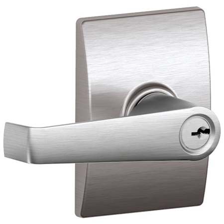Schlage Elan Single Cylinder Keyed Entry Storeroom Door Lever Set with Century Trim Satin Chrome