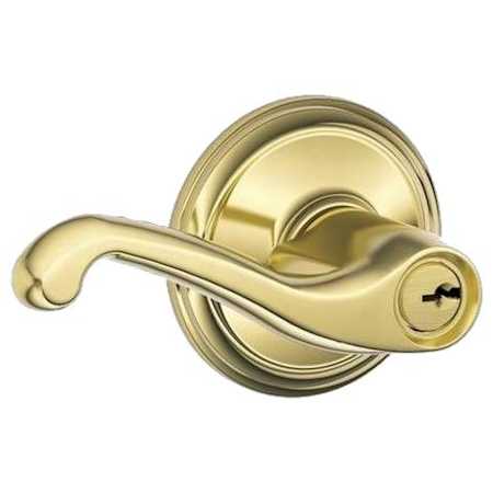 Schlage Flair Right Handed Single Cylinder Keyed Entry Storeroom Door Lever Set Polished Brass