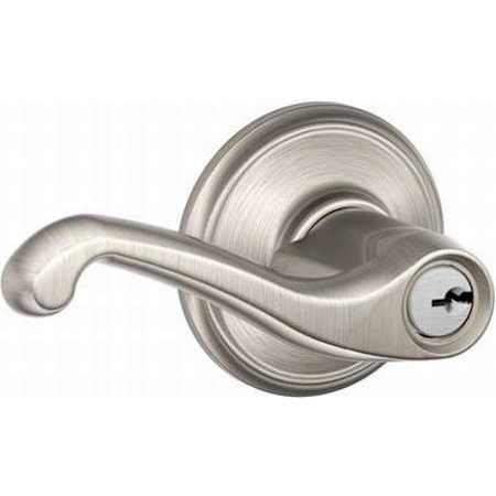 Schlage Flair Left Handed Single Cylinder Keyed Entry Storeroom Door Lever Set Satin Nickel