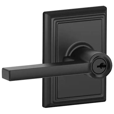Schlage Latitude Single Cylinder Keyed Entry Storeroom Door Lever Set with Decorative Addison Rose Matte Black