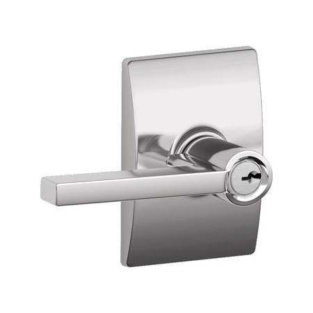 Schlage Latitude Single Cylinder Keyed Entry Storeroom Door Lever Set with Decorative Century Trim Bright Chrome