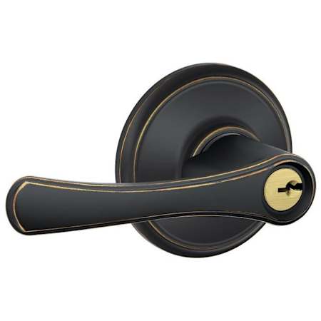 Schlage Avila Single Cylinder Keyed Entry Storeroom Door Lever Set Aged Bronze