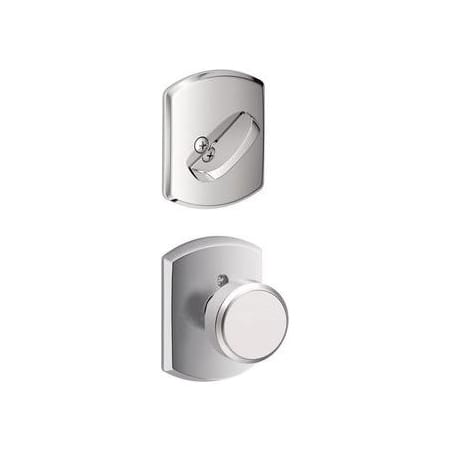 Schlage Bowery One-Sided Dummy Interior Pack with Greenwich Trim - Exterior Handleset Sold Separately Bright Chrome
