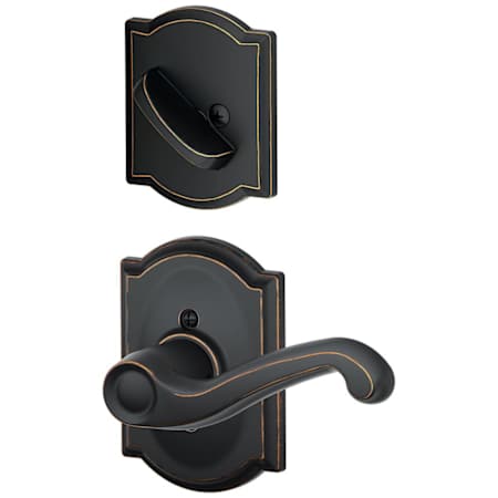 Schlage Flair Left Handed One-Sided Dummy Interior Pack with Camelot Trim - Exterior Handleset Sold Separately Aged Bronze