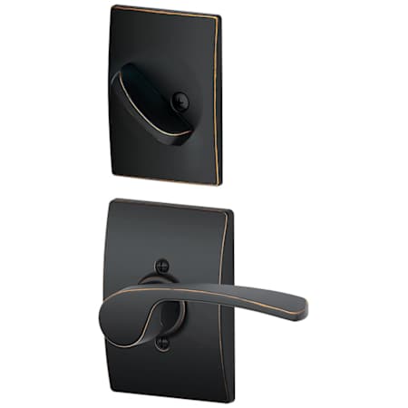Schlage Merano Left Handed One-Sided Dummy Interior Pack with Century Trim - Exterior Handleset Sold Separately Aged Bronze