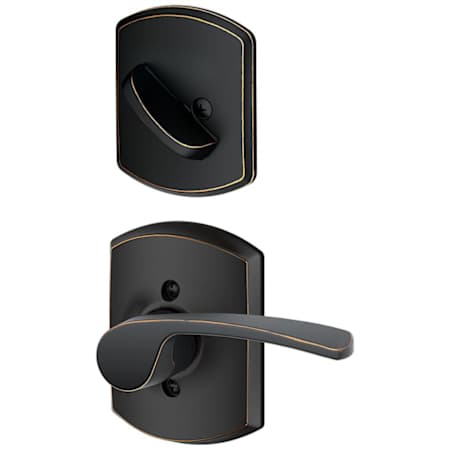 Schlage Merano Left Handed One-Sided Dummy Interior Pack with Greenwich Trim - Exterior Handleset Sold Separately Aged Bronze