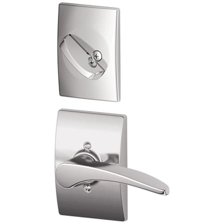 Schlage Manhattan Left Handed One-Sided Dummy Interior Pack with Century Trim - Exterior Handleset Sold Separately Bright Chrome
