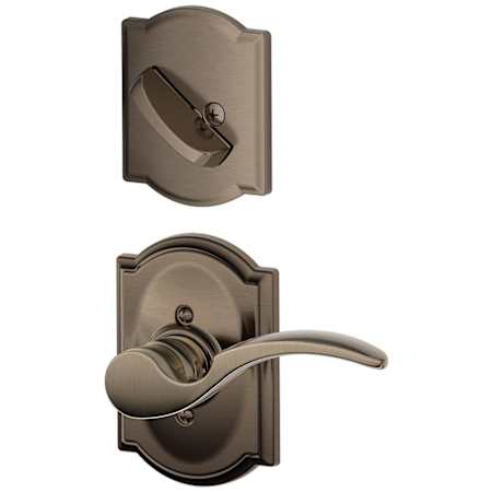 Schlage St. Annes Left Handed One-Sided Dummy Interior Pack with Camelot Trim - Exterior Handleset Sold Separately Antique Pewter