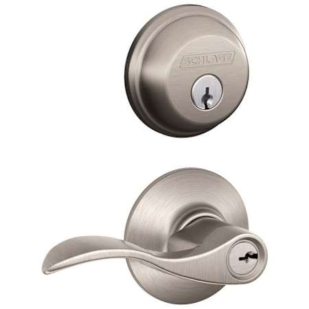 Schlage Accent Single Cylinder Keyed Entry Door Lever Set and Deadbolt Combo Satin Nickel