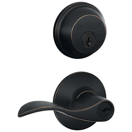 Schlage Accent Single Cylinder Keyed Entry Door Lever Set and Deadbolt Combo Aged Bronze