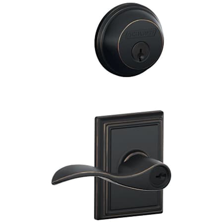 Schlage Accent Single Cylinder Keyed Entry Door Lever Set and Deadbolt Combo with Addison Rose Aged Bronze