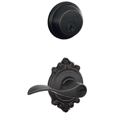 Schlage Accent Single Cylinder Keyed Entry Door Lever Set and Deadbolt Combo with Brookshire Rose Aged Bronze