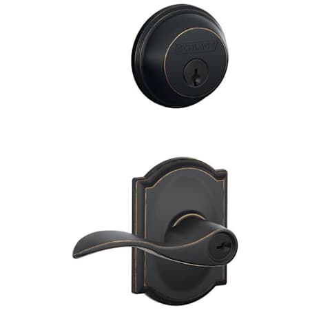 Schlage Accent Single Cylinder Keyed Entry Door Lever Set and Deadbolt Combo with Camelot Rose Aged Bronze