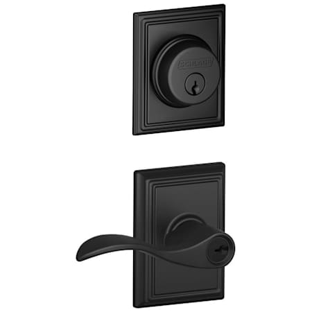 Schlage Accent Single Cylinder Keyed Entry Door Lever Set and Addison Deadbolt Combo with Addison Rose Matte Black