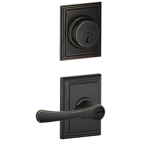 Schlage Avila Single Cylinder Keyed Entry Door Lever Set and Addison Deadbolt Combo with Addison Rose Aged Bronze