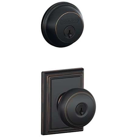 Schlage Andover Single Cylinder Keyed Entry Door Knob Set and Deadbolt Combo with Addison Rose Aged Bronze