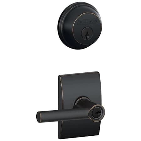 Schlage Broadway Single Cylinder Keyed Entry Door Lever Set and Deadbolt Combo with Century Rose Aged Bronze