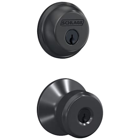 Schlage Bowery Single Cylinder Keyed Entry Door Knob Set and Deadbolt Combo Black Stainless