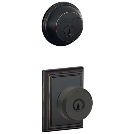 Schlage Bowery Single Cylinder Keyed Entry Door Knob Set and Deadbolt Combo with Addison Rose Aged Bronze