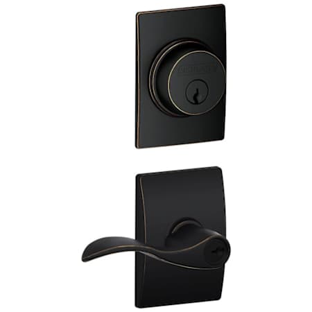 Schlage Accent Single Cylinder Keyed Entry Door Lever Set and Century Deadbolt Combo with Century Rose Aged Bronze