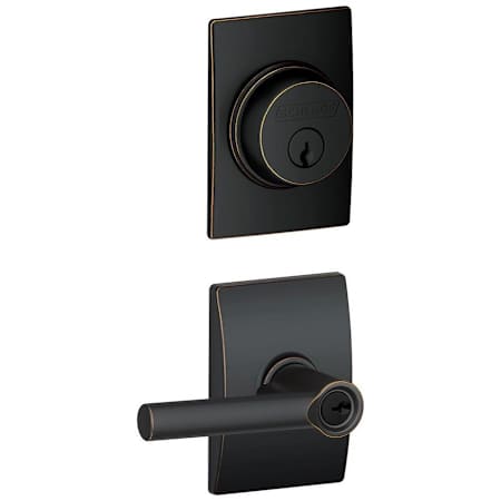 Schlage Broadway Single Cylinder Keyed Entry Door Lever Set and Century Deadbolt Combo with Century Rose Aged Bronze