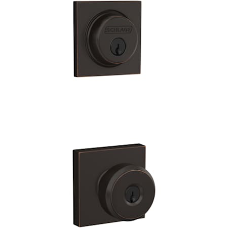 Schlage Bowery Single Cylinder Keyed Entry Knob Set and Collins Deadbolt Combo with Collins Rose Aged Bronze