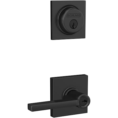 Schlage Latitude Single Cylinder Keyed Entry Lever Set and Collins Deadbolt Combo with Collins Rose Matte Black
