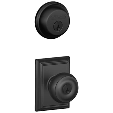 Schlage Georgian Single Cylinder Keyed Entry Door Knob Set and Deadbolt Combo with Addison Rose Matte Black