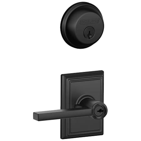 Schlage Latitude Single Cylinder Keyed Entry Door Lever Set and Deadbolt Combo with Addison Rose Matte Black