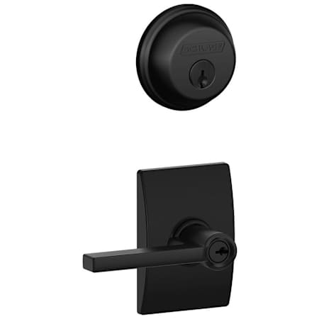 Schlage Latitude Single Cylinder Keyed Entry Door Lever Set and Deadbolt Combo with Century Rose Matte Black