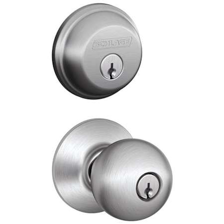 Schlage Orbit Single Cylinder Keyed Entry Door Knob Set and Deadbolt Combo Bright Chrome