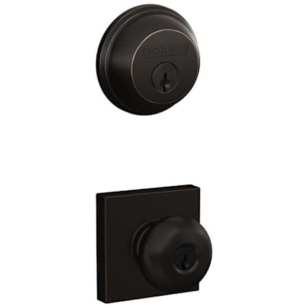 Schlage Plymouth Single Cylinder Keyed Entry Door Knob Set and Deadbolt Combo with Collins Rose Aged Bronze