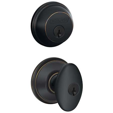 Schlage Siena Single Cylinder Keyed Entry Door Knob Set and Deadbolt Combo Aged Bronze