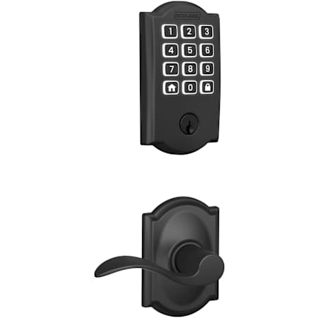 Schlage Arrive Keyless Entry Deadbolt and Accent Lever Combo Pack with Decorative Camelot Trim Matte Black